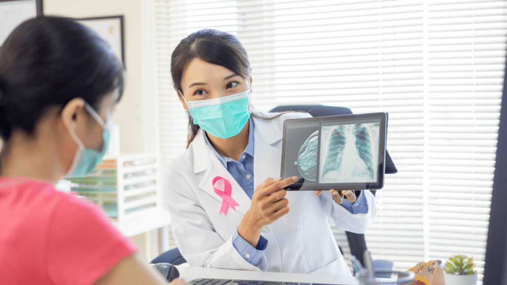 Cancer Early Detection Tests: Blood Tests vs MRI 2 patients consult with doctors to choose cancer early detection tests